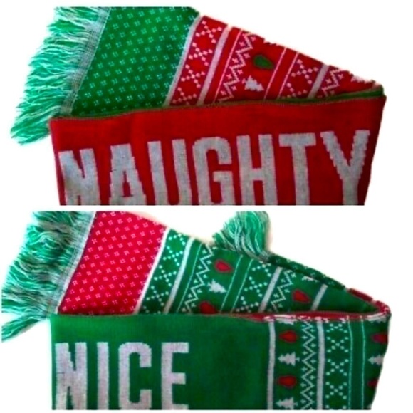 𝅺REVERSIBLE Naughty Nice Christmas Scarf - Picture 1 of 8